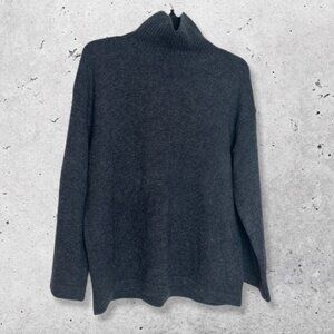 'S Max Mara Sweater Turtleneck Ribbed Knit Long Sleeve Wool Cashmere Gray‎ L